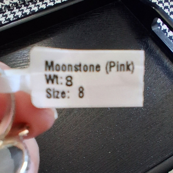 PINK MOONSTONE RING 925 STERLING SILVER SIZE 8 - Picture 8 of 10